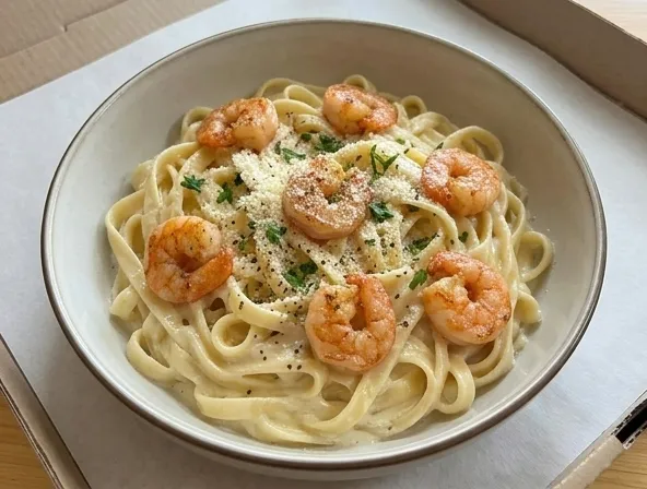 Menu item de Rosvil Pizzas | Pizza a domicilio en Puerto Vallarta: Alfredo con camarón