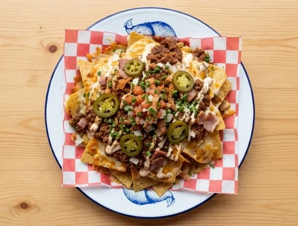 Menu item de Hot Mamma´s Hot Chicken – Nashville en la Condesa CDMX: Nachos Premium Grande