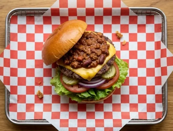 Menu item de Hot Mamma´s Hot Chicken – Nashville en la Condesa CDMX: Chilli Cheeseburger