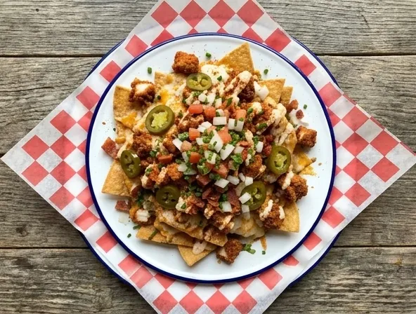 Menu item de Hot Mamma´s Hot Chicken – Nashville en la Condesa CDMX: Hot Chicken Nachos HALF