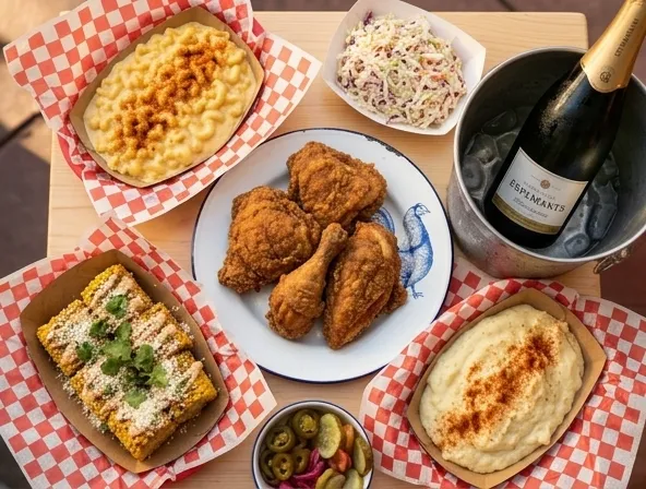 Menu item de Hot Mamma´s Hot Chicken – Nashville en la Condesa CDMX: Fiesta Package con Burbujas